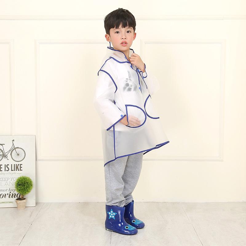 

Children s Thick EVA Transparent Raincoat with Logo Customization Double Extra Large синий