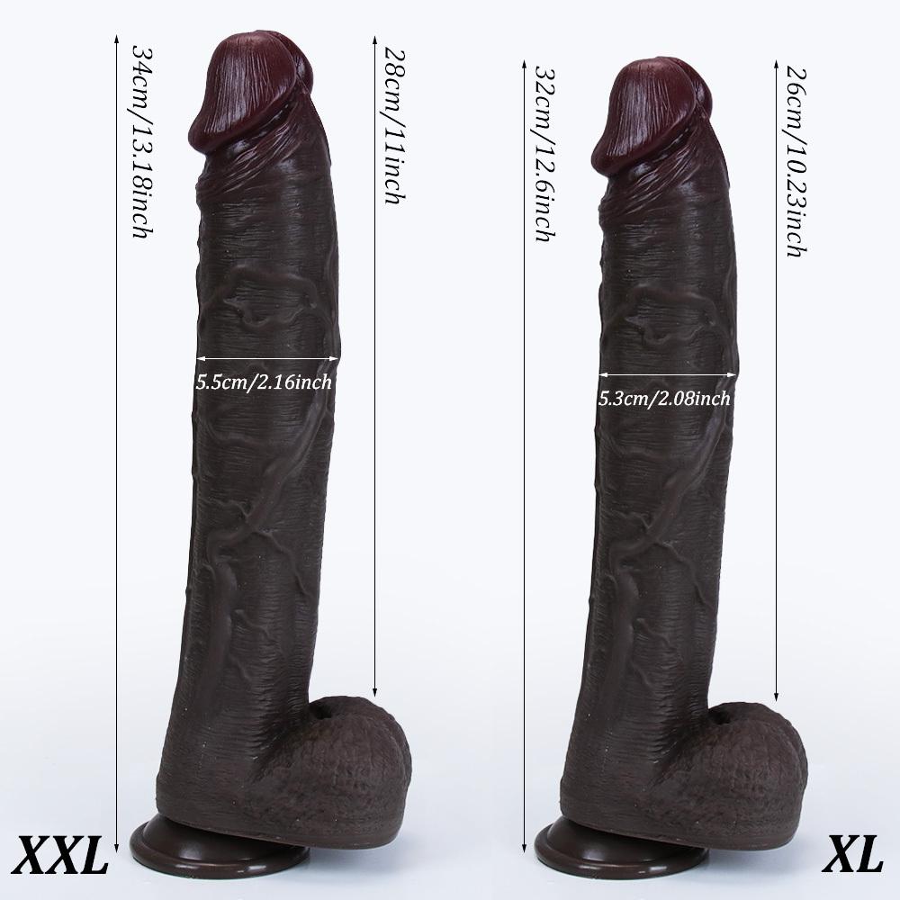 13.18 Inch Realistic Liquid Silicone Dildo with Strong Suction Cup, Soft Flexible Body-Safe Silicone, Waterproof, Discreet Packaging