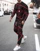 Men's Long Sleeve T-Shirts Sets Abstract Pattern 3D Print Sports T-Shirt Pants Suit Fashion Tracksuit 2-Piece Jogger Outfits
