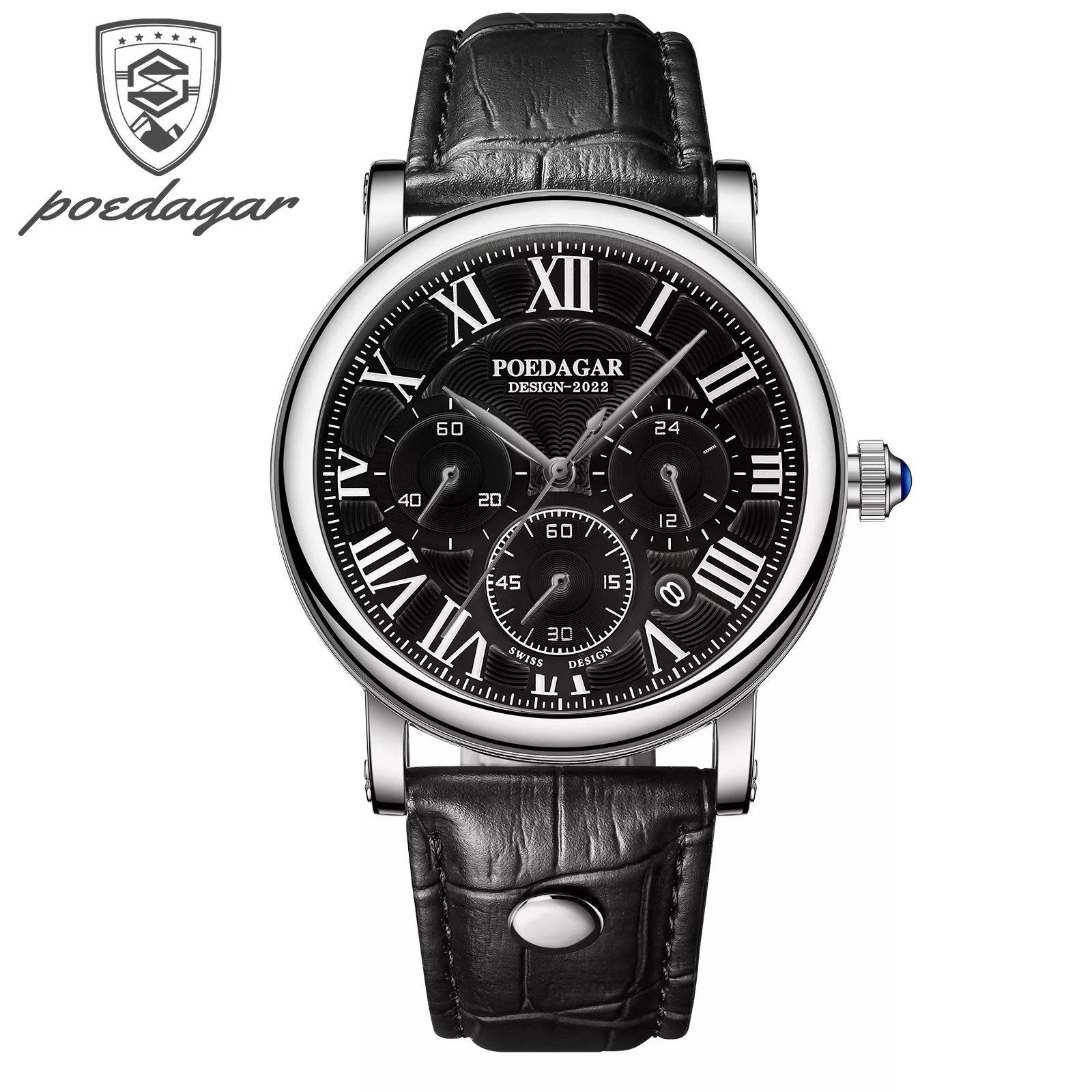 

Роскошные спортивные часы мужские кварцевые водонепроницаемые светящиеся дата хронограф мужские часы кожаные мужские часы мужские часы