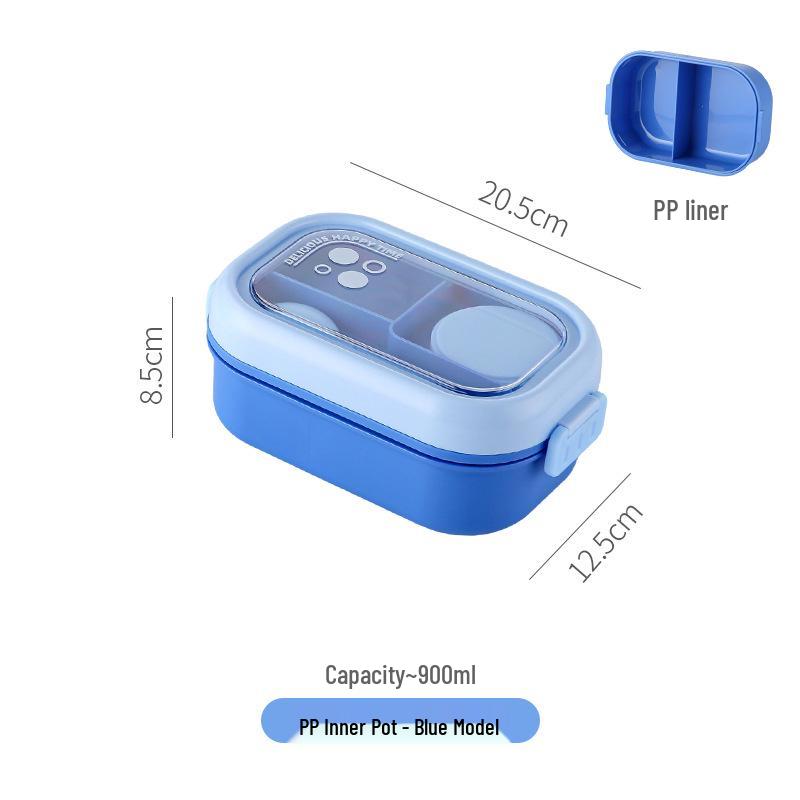 Microwavable Japanese-Style Wheat Straw Lunch Box Set with Compartments for Students and Office Workers