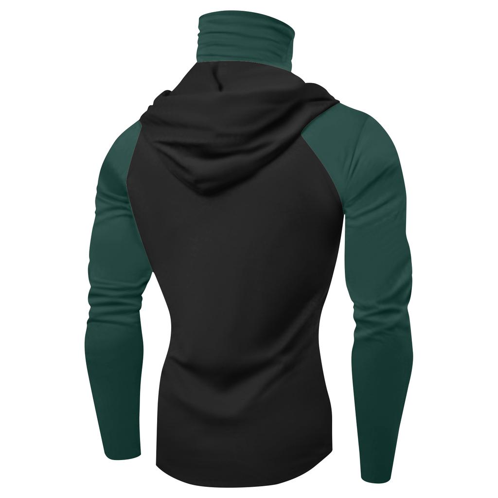 Men's Summer Color Matching Quick-drying Long-sleeved T-shirt Sun Clothing Fishing Fitness Sports Hooded Long-sleeved Top