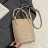 Wholesale New Products Niche Simple Solid Color Lychee Pattern Texture Hand Carry Bucket Bag Versatile Foreign Style Commuting Messenger Women's Bag
