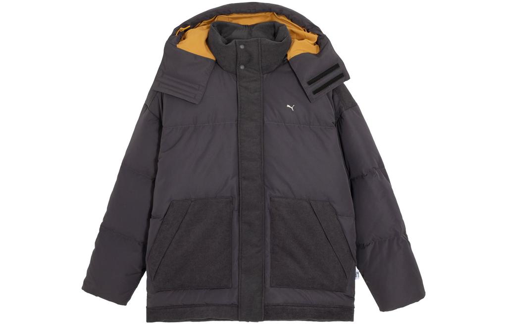 Men's PUMA MMQ Down Jackets Unisex Charcoal Black Hooded (Non-detachable) Moderate