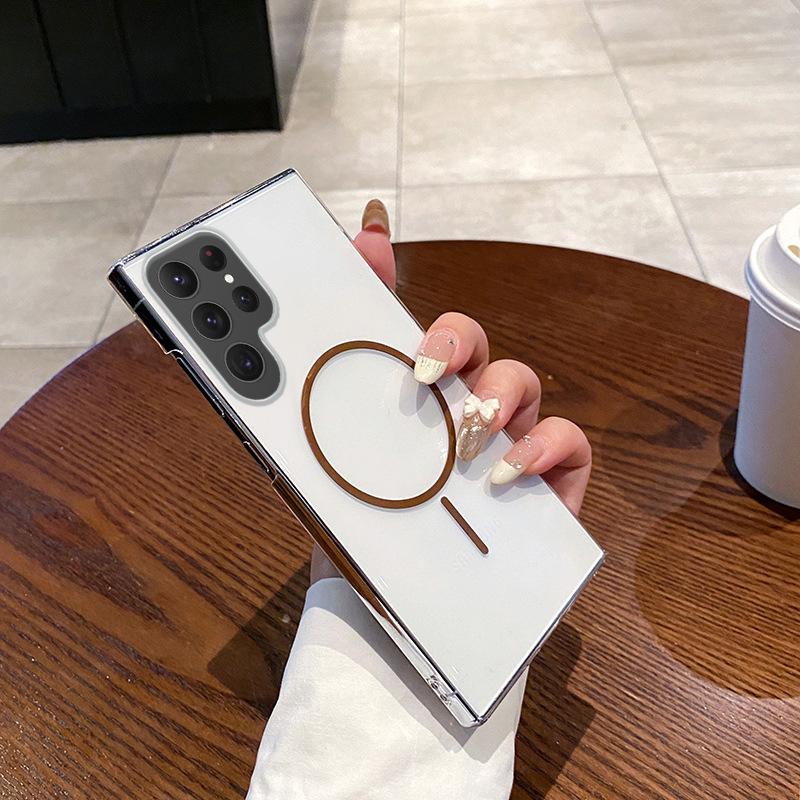 Trendy Thin Ring Magnetic High Permeability Shell Suitable for Samsung S25ULTRA Mobile Phone Case S24P Anti Fall Hard Shell