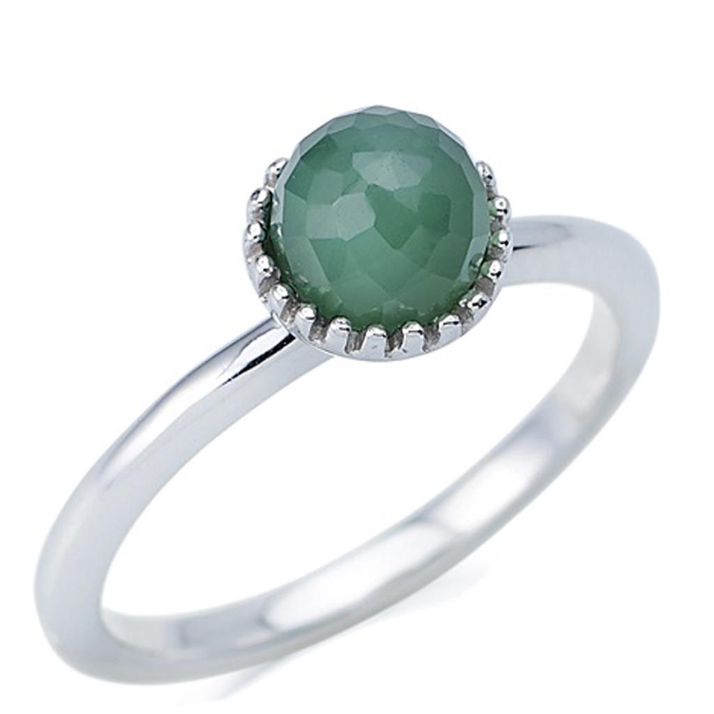 Stříbrný prsten 'Meghan' stříbrný avanturín (rhodium) - kulička 6 mm