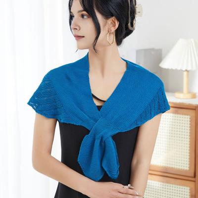 Châle tricoté creux pour femme, châle chaud et confortable, couleur unie, à lacets, léger, enveloppant les épaules, accessoires de costume