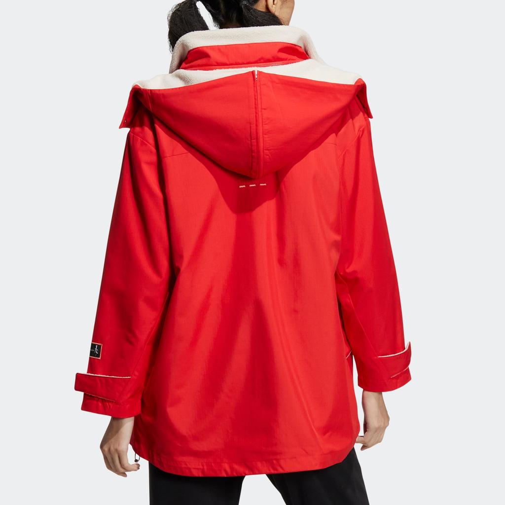 Adidas Logo Graphic Hooded Long Sleeve Jacket Women Outerwear Light-Scarlet HZ2995