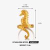 Stainless Steel Gold Color Seahorse Rings for Women Men Minimalist Metal Adjustable Open Rings Waterproof Stylish Jewelry Femme