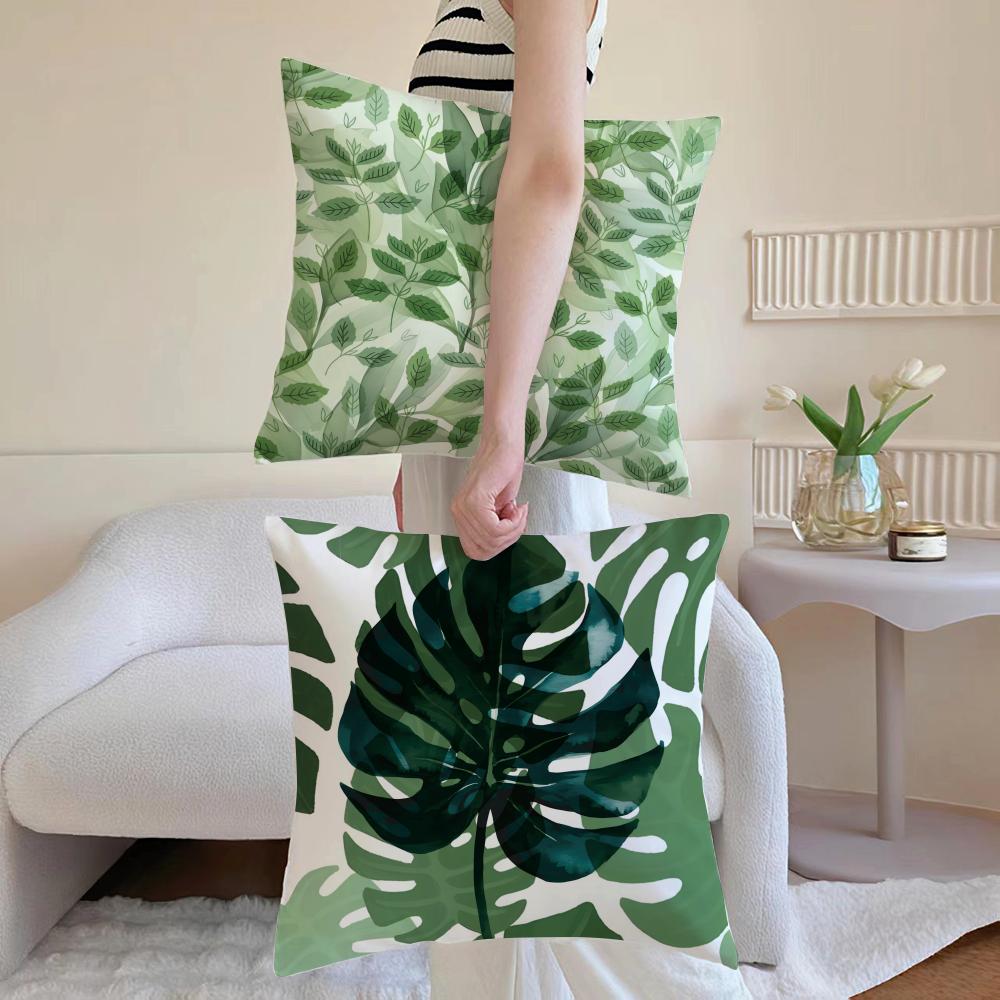 Modern style Leaf Cushion Cover Antidustmite Pillowcase Invisible zipper silky short plush Sofa cushion cover