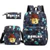 Large Capacity Schoolbag with Shoulder Strap; Student Three-piece Pencil Case Set