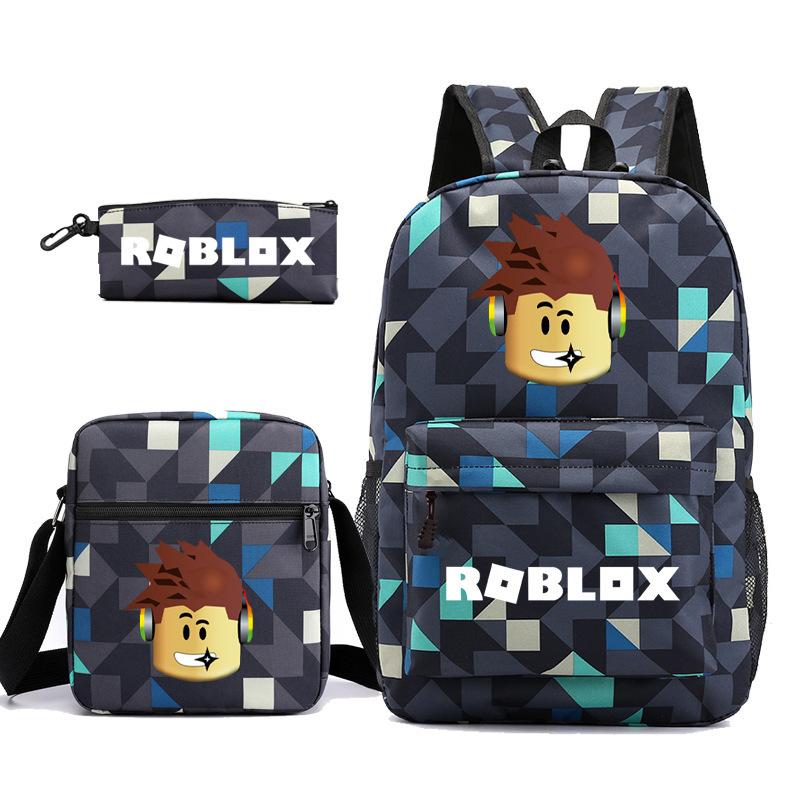 Large Capacity Schoolbag with Shoulder Strap; Student Three-piece Pencil Case Set