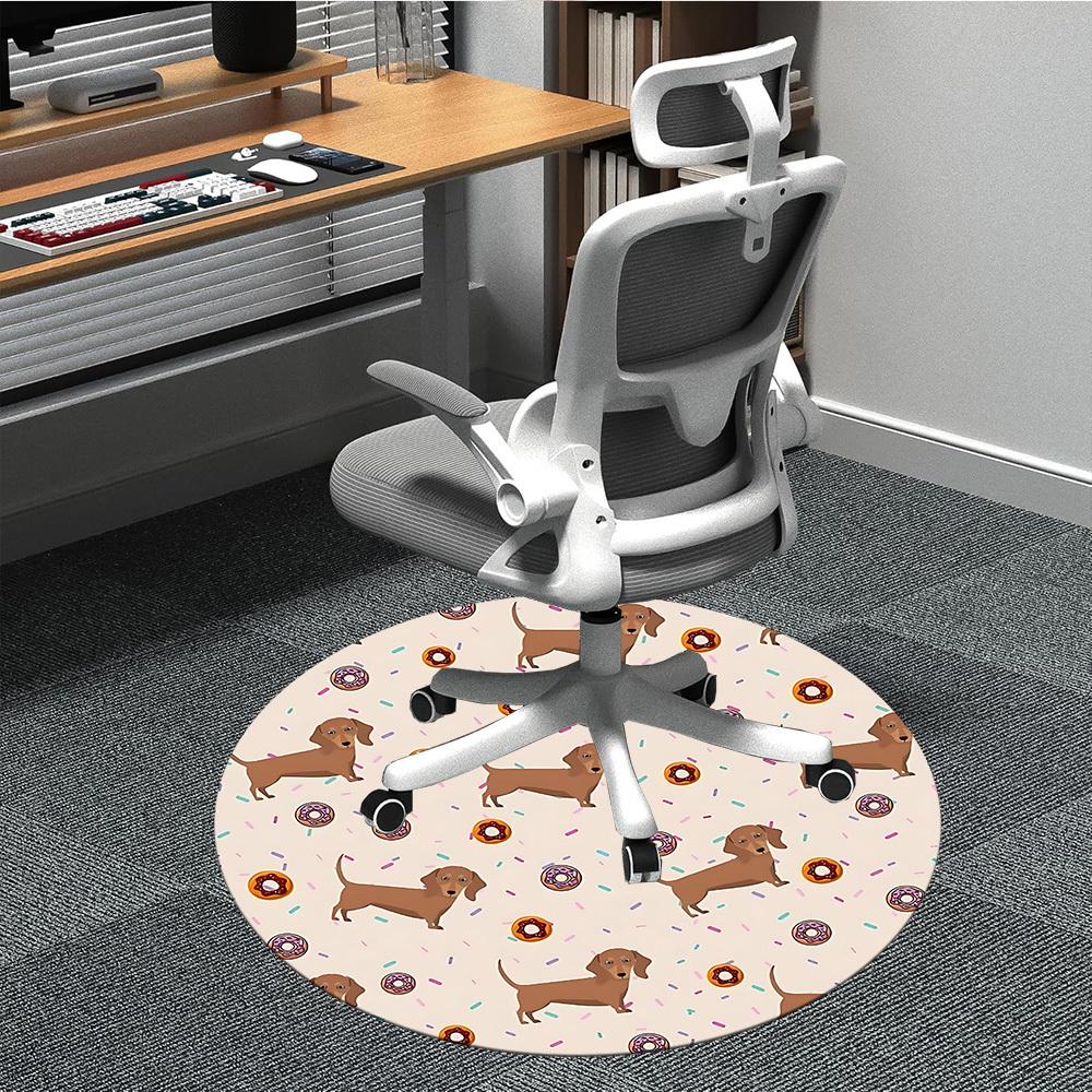 

1PC Dachshund Donuts Office Round Area Rug, Indoor Mat Suitable For Office, Under Office Chairs Bedroom Living Room Home Decor, Room Deco 209 80cm by 80cm
