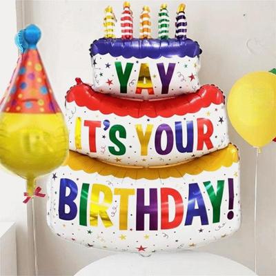 Three Layer Big Cake Balloon Birthday Celebration Balloon Decoration  Children Birthday Party Supplies