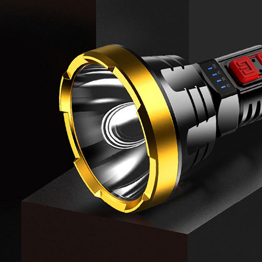 LED Flashlight Multifunctional Waterproof Portable Lantern USB Charging Emergency Flashlight Power Display for Outdoor Equipment