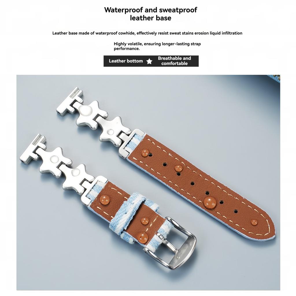 14mm Lily2 Strap for Garmin Lily 2 Smartwatch Fashion Star Nylon Quick Release Watch Strap Women Watch Denim Canvas Wristband