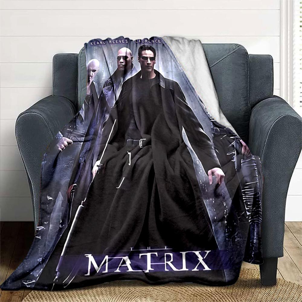 1pc Keanu Reeves Laurence Fishburne Flannel Blanket Soft Warm Throw for Home, Office, Travel, All-Season Cozy Bedding GiftL1121