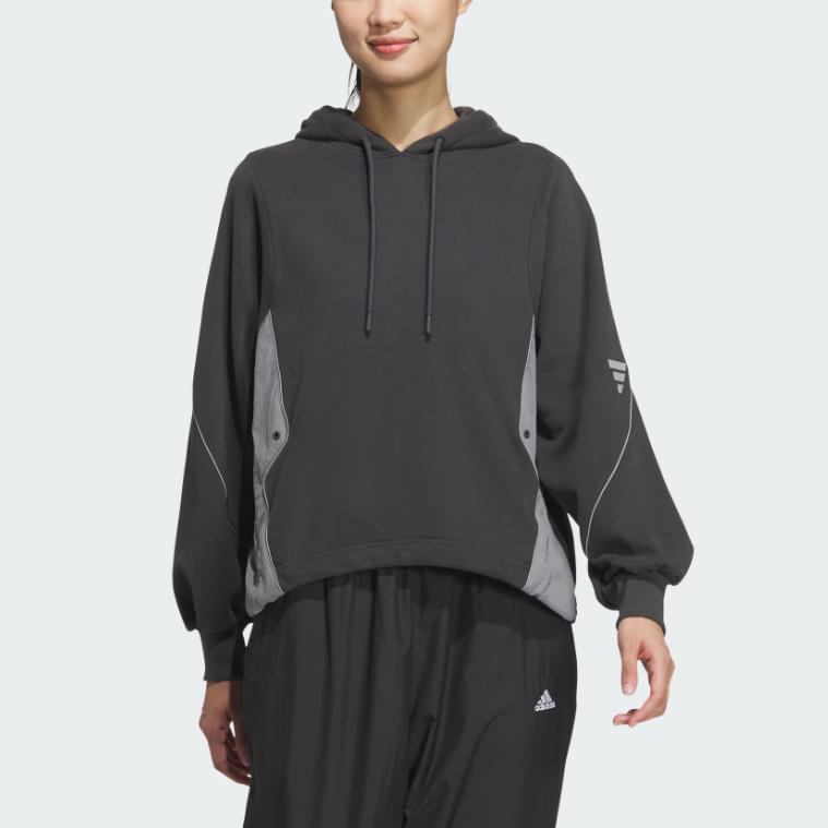 Adidas FW24 FUSTL Series W P SWT3 Sports Casual Hooded Pullover Long Sleeve Sweatshirt Women Sweatshirt Carbon-Black JM6224