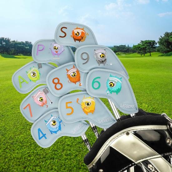 9Pcs Golf Club Head Covers Golf Club Wedge Iron Protective Headcover Thick Faux Leather Golf Iron Head Covers Golf Accessories