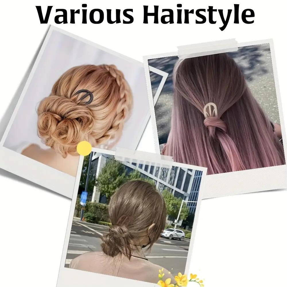 3pcs Random Multi-color Gradient U-shaped Hairpin Simple Coiled Hairpin Daily Styling Antique Style Exquisite Niche Headwear