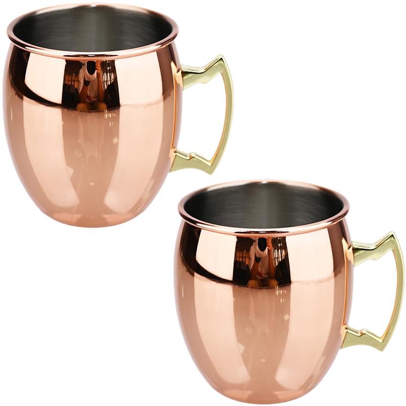2Pcs New Cocktail Wine Cup Moscow Mule Mug 500ml Stainless Steel Hammered Copper Plated Beer Cup Bar Drinkware