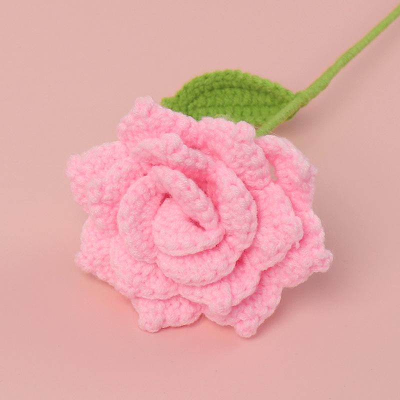 Simulated Crochet Tulips Carnations Red Roses DIY Handmade Flower Bouquets Birthday Gifts Wedding Souvenirs Mother Teacher's Day