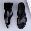 Sommer Herren Qualität Echtes Leder Sandalen Schwarz Rutschfest Atmungsaktiv Freizeit Schuhe Bequem Business Flache Sohle Sandalen