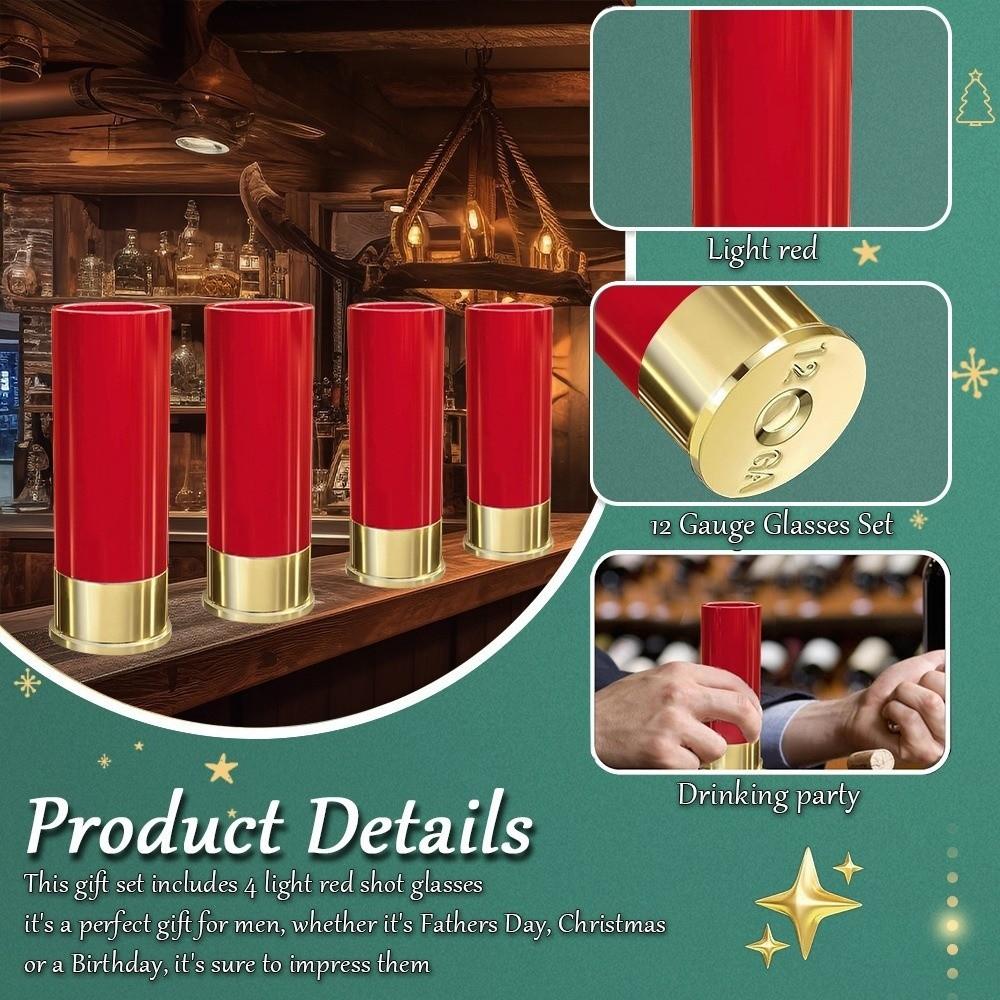 4 Stück/Set Shotglas Trinkbecher in Lebensmittelqualität 12 Gauge Flachbecher Tequila-Gläser Soldatenlippenstift