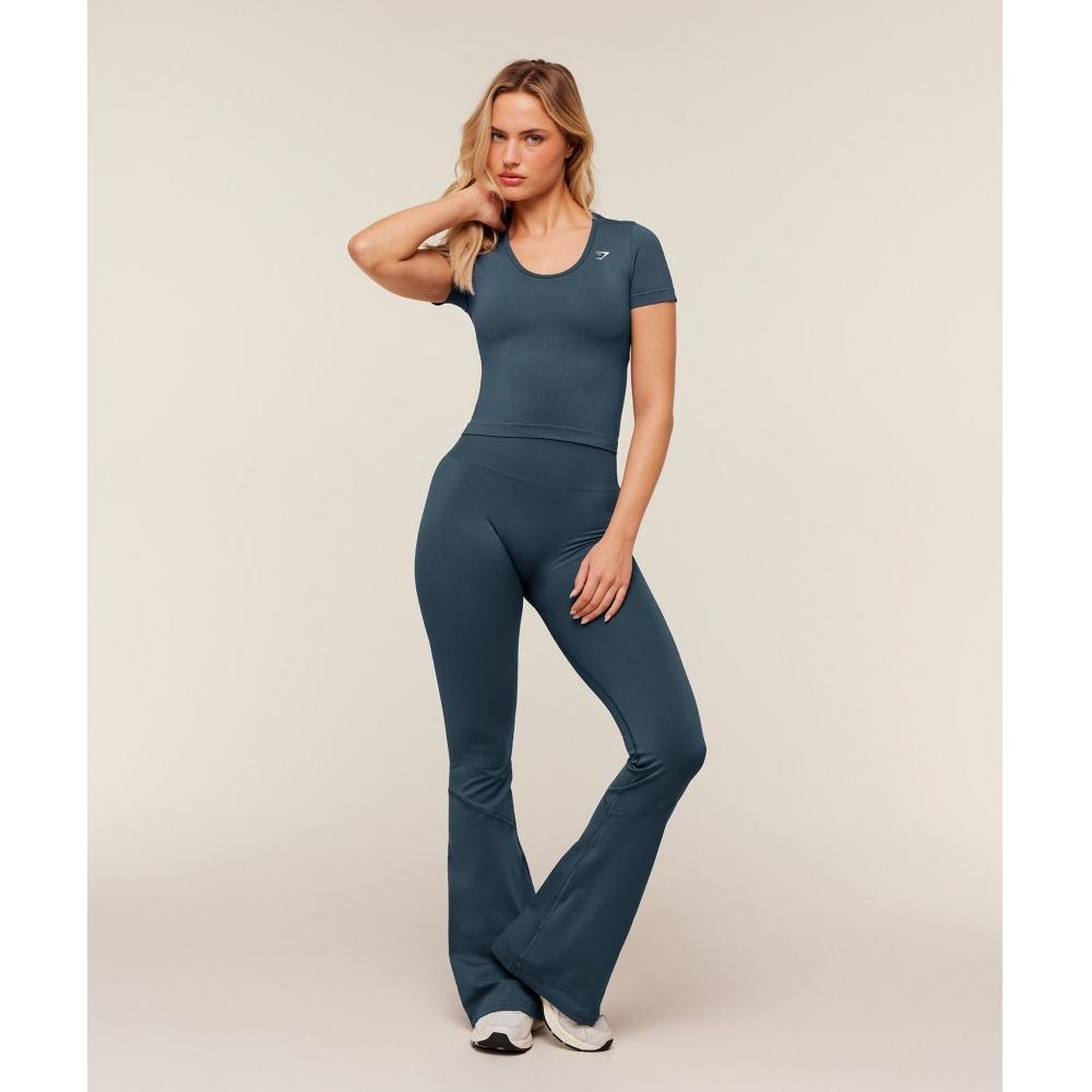 Gymshark Everyday Seamless Tight Fit Crew Neck Tee Gs Stealth Blue B3b1o Ud6s