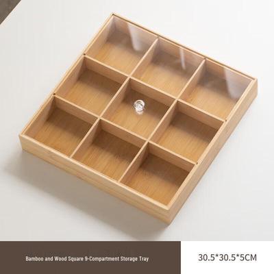 Ningzhao Chinesischer Stil Holz Neun-Fächer Snackschale mit Deckel