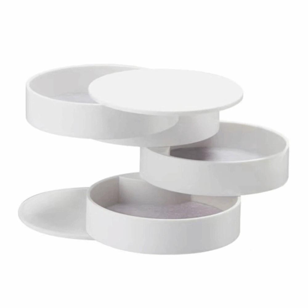 

Multi-Layer Rotating Jewelry Storage Box Nordic Style Jewelry Organizer Makeup Holder Ring білий