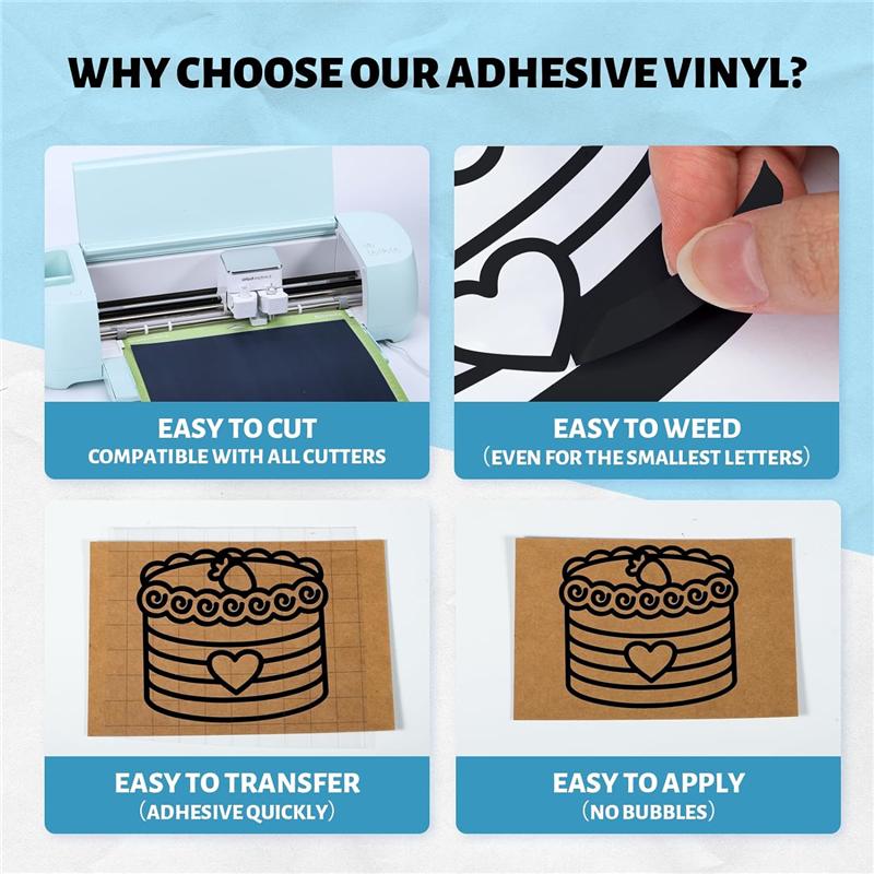 ABBY-Vinyl, 12 Zoll X 50 Fuß Klebefolie Rolle, Außen permanent Vinyl für Dekor Aufkleber, Auto Becher Aufkleber, Scrapbooking Einfach zu bedienen