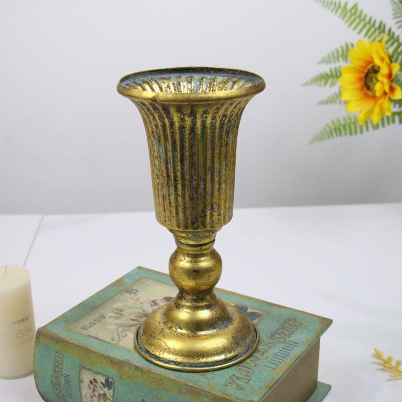Wedding Gold Metal Vases Flower Table Vases Centerpieces Trumpet Iron Vases Great Ornament for Wedding Dining Room Decor