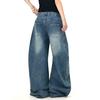 American Street Retro Washing Deconstruction Scimitar Jeans Men's Tide Autumn New Loose Mopping Wide Leg Pants Tide