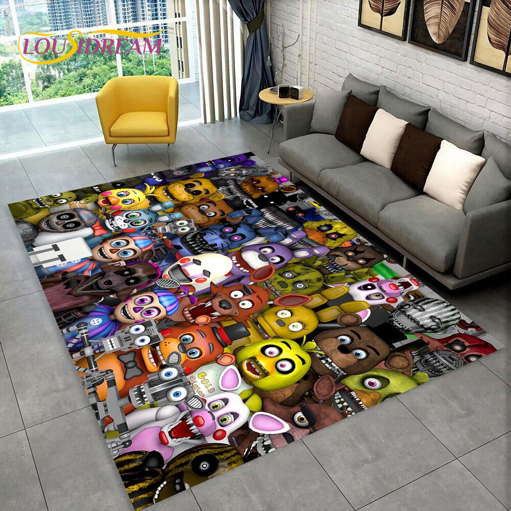 Horror Game FNAF Movie Freddy Bonnie Carpet Rug for Home Living Room Bedroom Sofa Doormat Decor,kids Play Area Rug Non-slip Mat