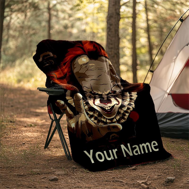 Customizable Pennywise Throw Blanket – Personalized Name, All-Season Cozy Snug Blanket, Machine Washable, Personalized Blanket