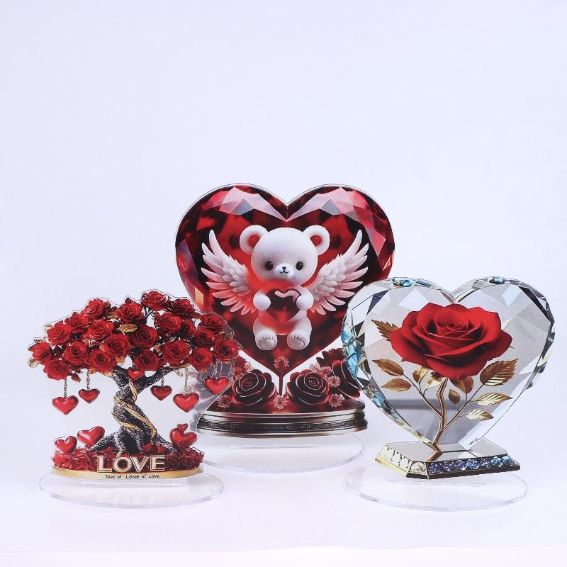 1 Stück Acryl Böhmische Herzförmige Skulptur Ornament Elegante Schreibtischdekoration Für Zuhause Oder Büro