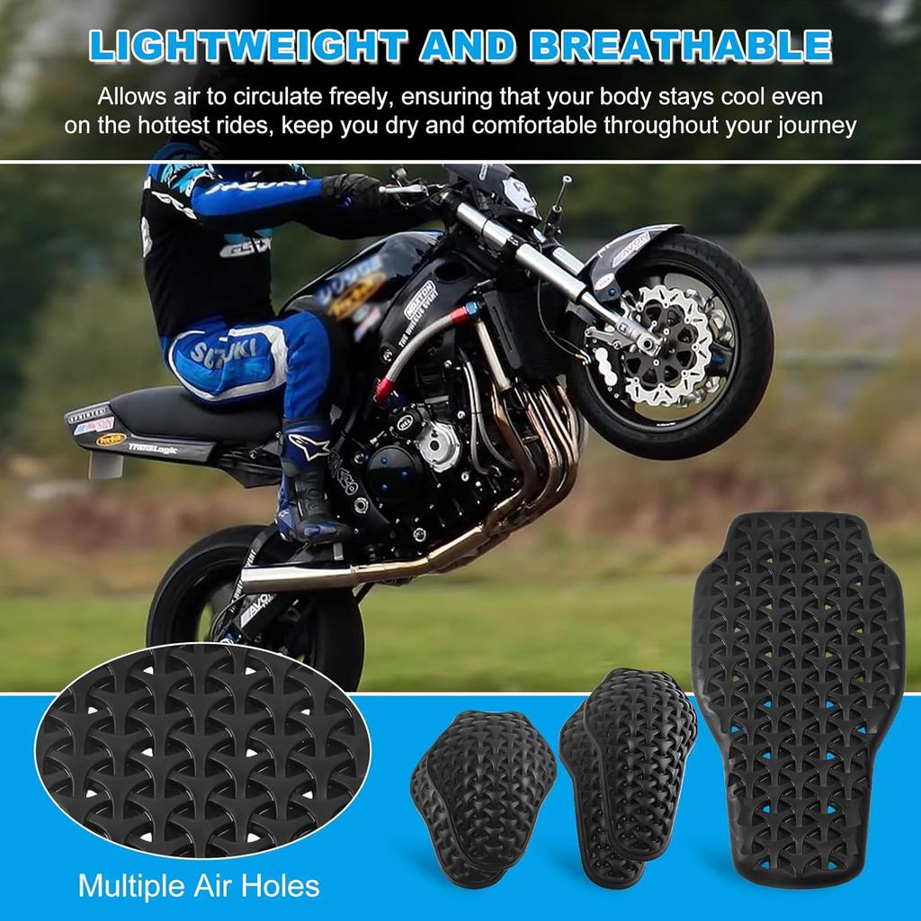 Universal Motorcycle Back Protector ert, CE Level 2 Armor ert Pads Set of 5pcs Level 1 Back Armor Protection Pad and Elbow and Shoulder Pads for
