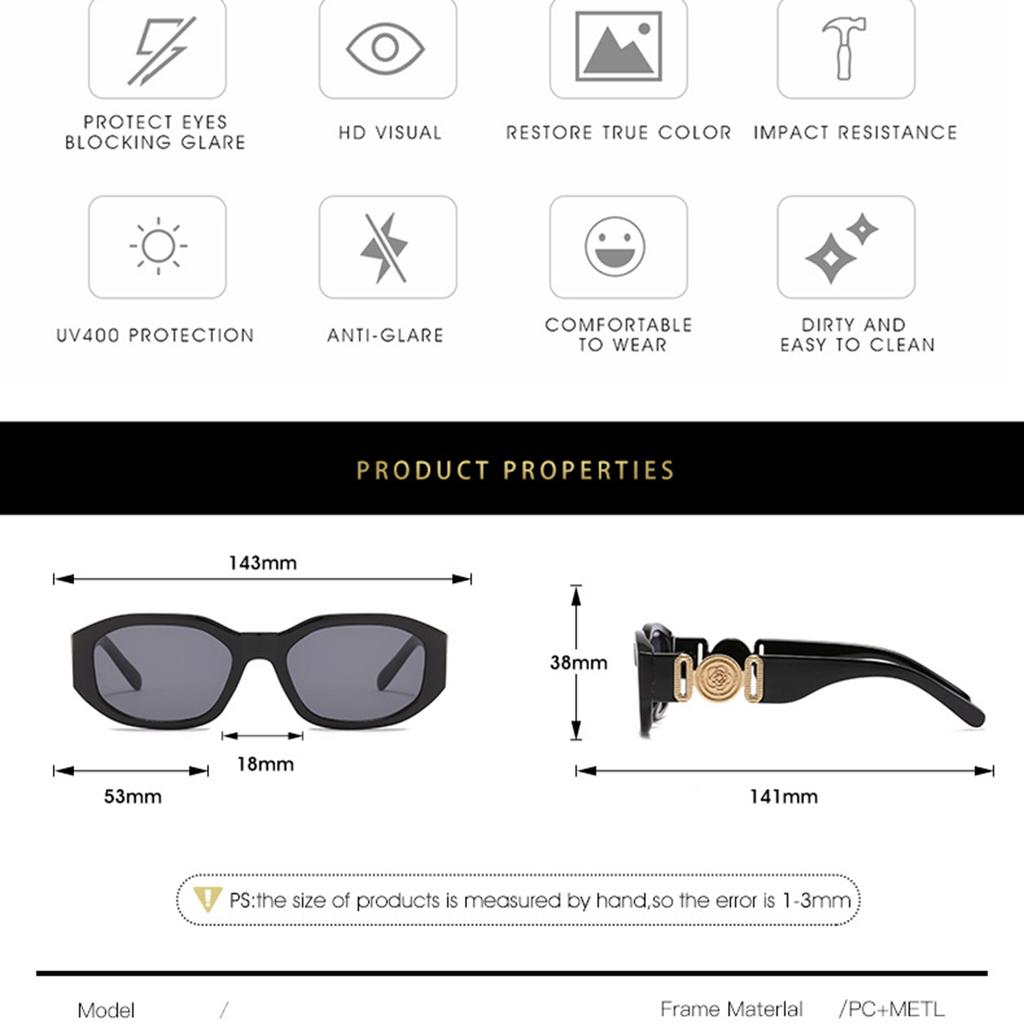 Nowe małe okulary przeciwsłoneczne w pudełku, trendy europejskie i amerykańskie, okulary przeciwsłoneczne z wielokątnymi okularami i spersonalizowanym wzorem.