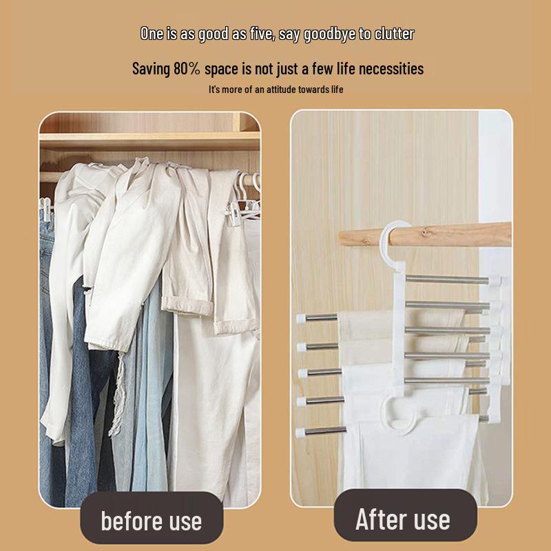 Multifunctional Folding Pants Rack: No-Mark, Non-Slip, Space-Saving Hanger for Wardrobe Organization.