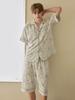 Lunalujeuseutyudio Men'S Windy Blue Washed Short Sleeve Collared Two-Piece Pajamas