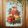 2D Flaches Frohe Weihnachten Vintage Metallblechschild für Heimbar Weihnachtszimmer Kunst