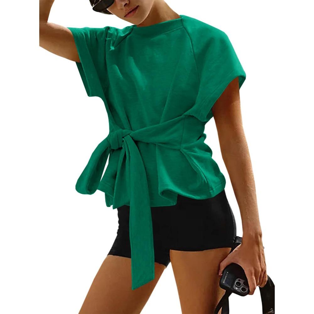 Lady's New Summer Loose Round-neck Lace-up Bow-front Hoodie