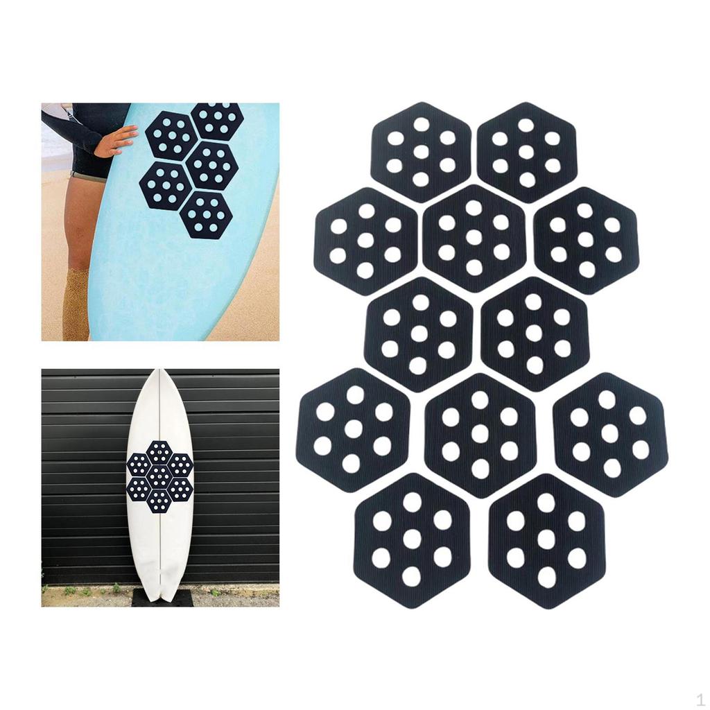 12 Pack Hexagonal Anti-Slip Surfboard Skimboard Traction Pads