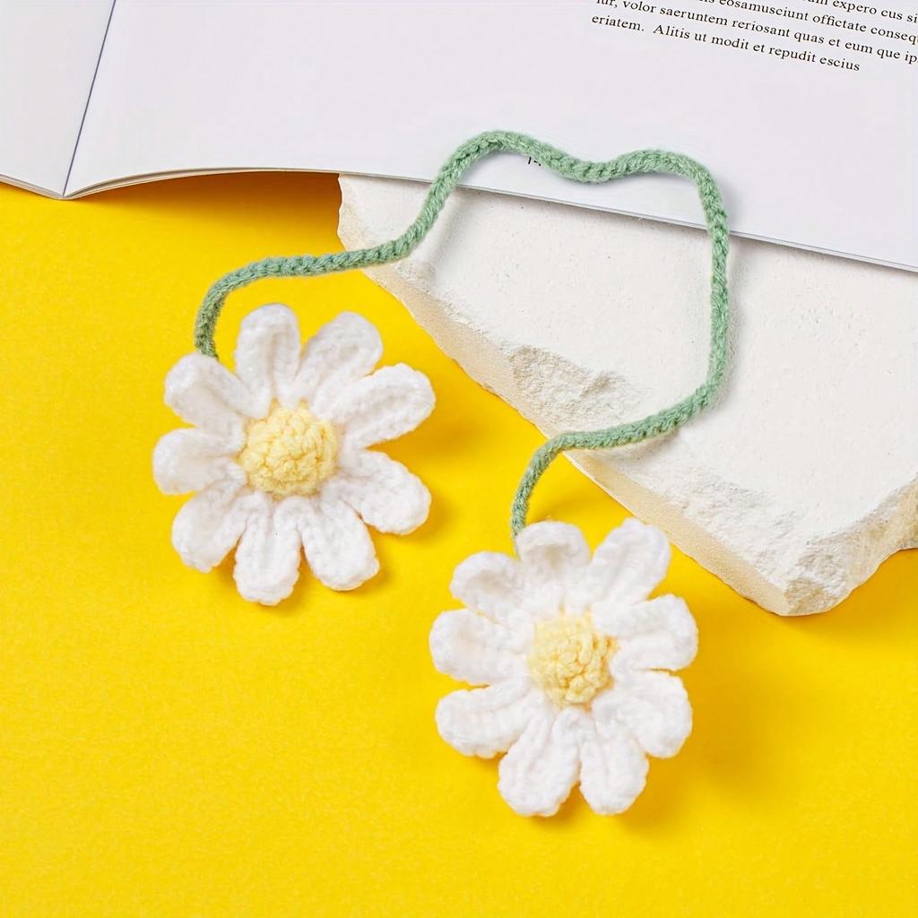 1PC Lily Of The Valley Pendant Crochet Car Mirror Hanging Accessories Crochet Flower Auto Accessories