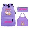 Demon Hunters Printed Children's Backpack Three-piece Campus Fashion Primary and Secondary School Students Large Capacity School Bag