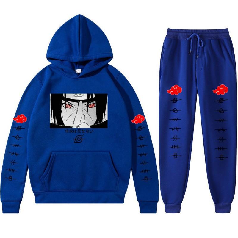 Ensemble Hoodie Anime Naruto Hommes Femmes - Impression Uchiha Itachi Sweat à Capuche Décontracté Manches Longues Pantalon