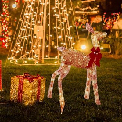 Christmas Deer Glowing Reindeer Deocrations for Lawn Outside Home