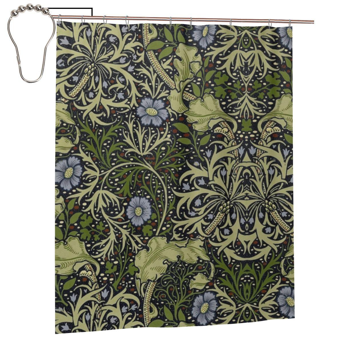Jessica Chen William Morris Seaweed Shower Curtain Bathroom Polyester Waterproof Bath Curtains With Hooks