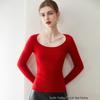 Women's Pure Cashmere U-Neck Slimming Pullover Sweater, Warm Long-Sleeved Knitted Base Layer